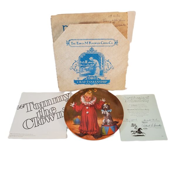 VTG Collector Plate "Tommy the Clown" 1982 Knowles China Co. Circus Decor. 1982 - Picture 3 of 6